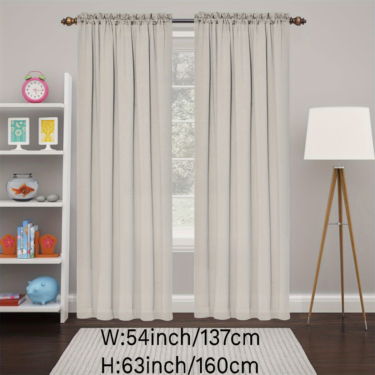 2 Panels Happy New Year Curtains, Solid Color Simple Rod Pocket Light Filtering Curtains, Suitable For Living Room, Office Home Decoration