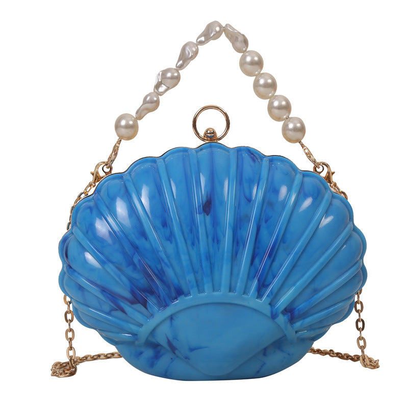 BENPAOLV 2025 new acrylic bag creative personality pearl portable shell bag Popular style dinner bag Unicom messenger bag