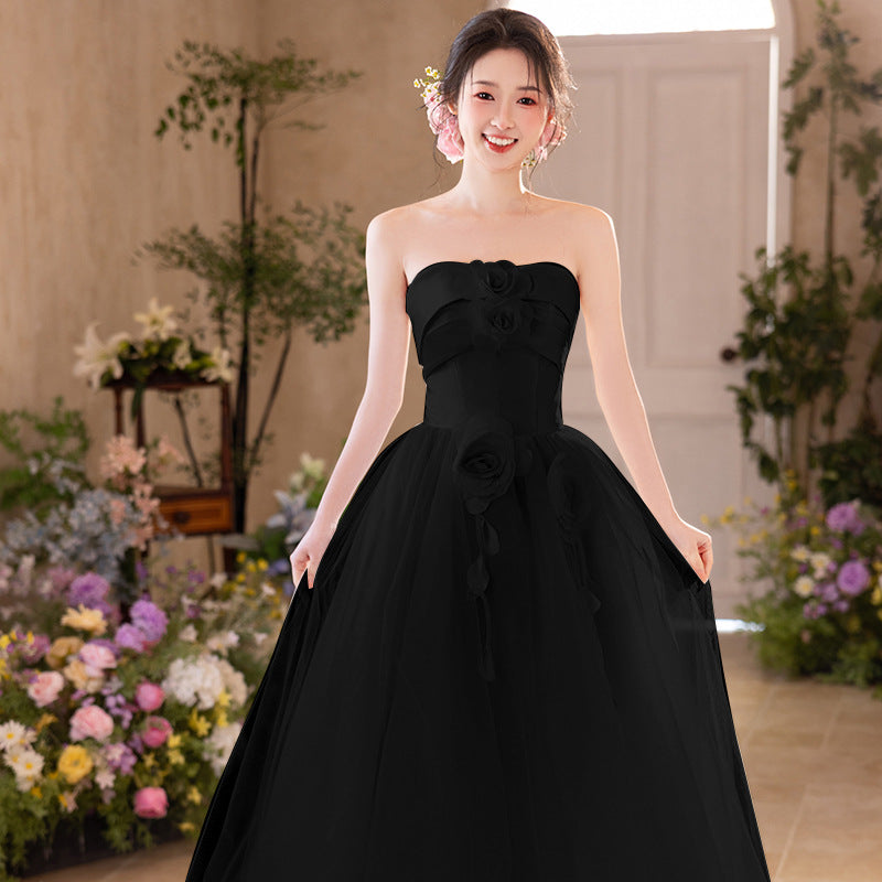 2025 new light wedding dress white tube top dress bride wedding engagement certificate mesh dress dress
