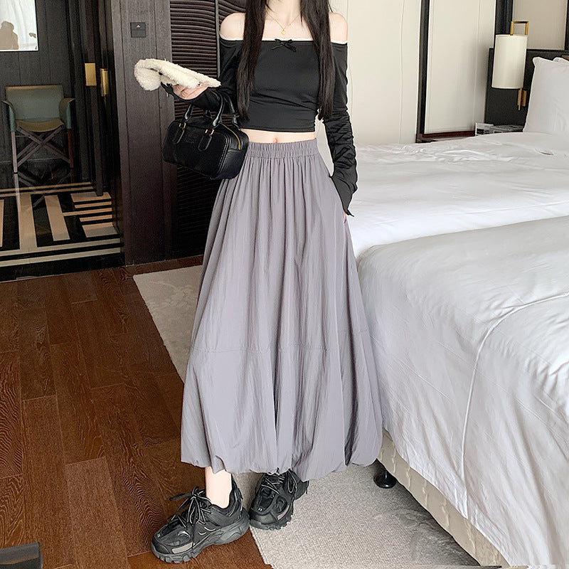 2025 Bud lantern skirt  new fashion casual fat MM high waist thin hips splicing temperament a-word skirt Popular trade