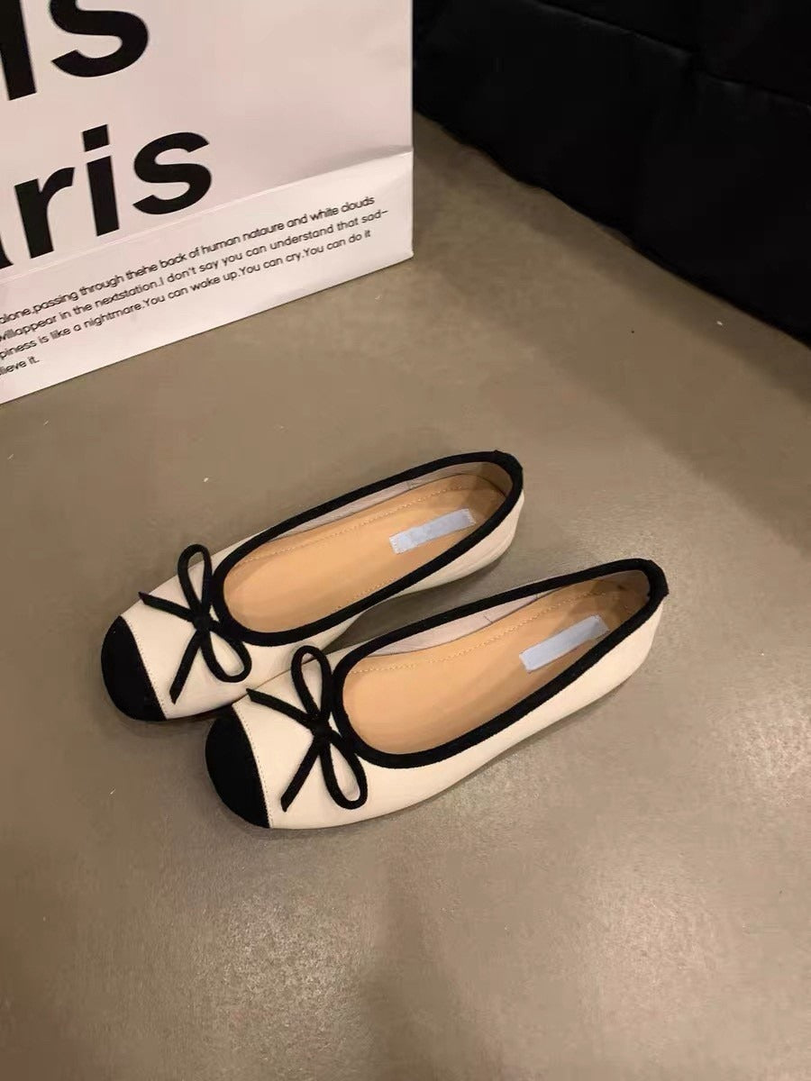 2025 Evening wind gentle butterfly ladyshoes ballet flats  retro soft sole silver single shoes spring and summer small fragrant wind women's shoes