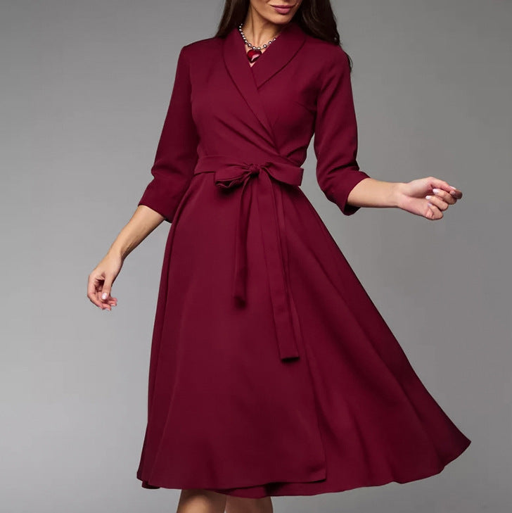 2025 Spring new  high-waisted suit collar lace-up dress popularwildberries hot fashion women's clothing
