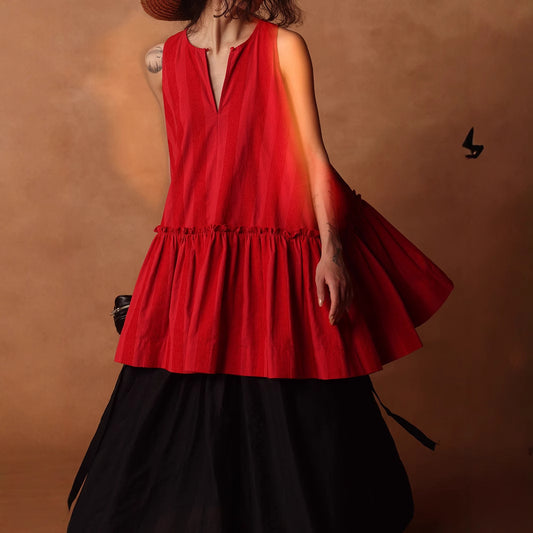 summer new design red striped spring and summer vacation niche dress