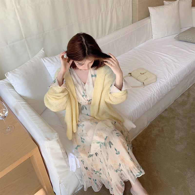 2025 Women's early spring clothing  new set of gentle and fresh age-reducing floral dress two-piece set