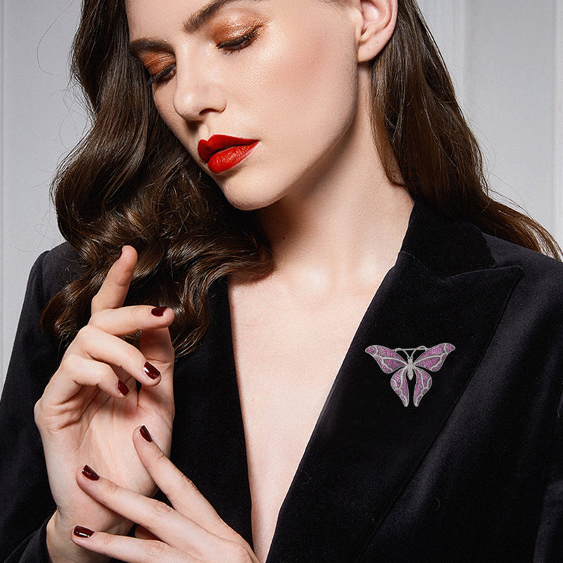 2025 Factory direct sales zircon inlaid  elegant fashion temperament high-end corsage dinner dress with butterfly brooch