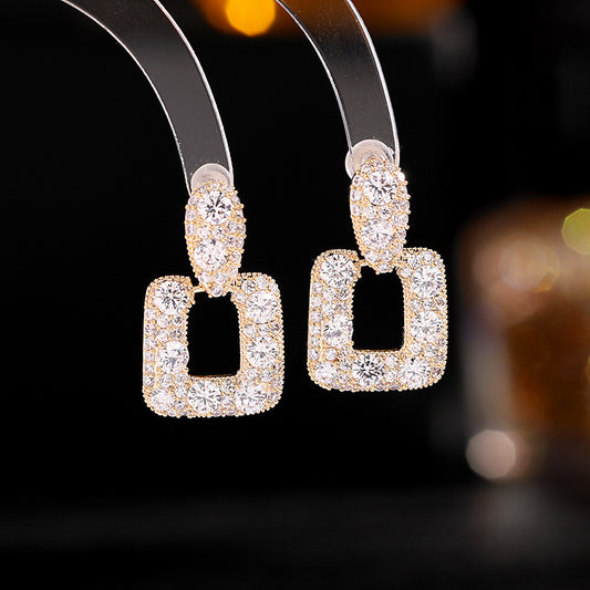 2025 South Korea Dongdaemun new earrings s925 silver needle niche design sense square geometric Internet celebrity elegant temperament earrings