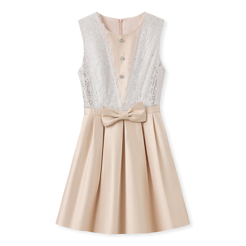 2025 summer new fashion slim and thin temperament lace splicing irregular hem dress women N2079