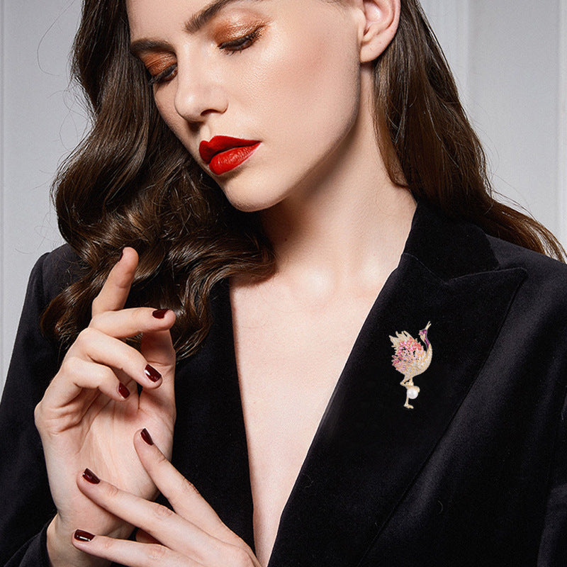 2025 New personalized creative design sense Firebird high-end luxury corsage Korean atmospheric cheongsam dress with brooch women
