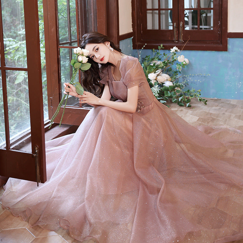 2025 Banquet small evening dress dress women's  new elegant temperament annual meeting celebrity host vocal art test dress
