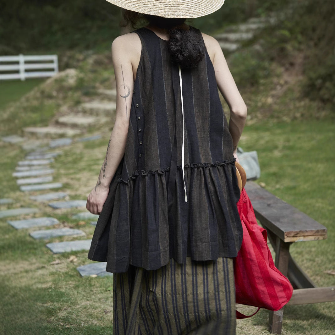 summer new design red striped spring and summer vacation niche dress