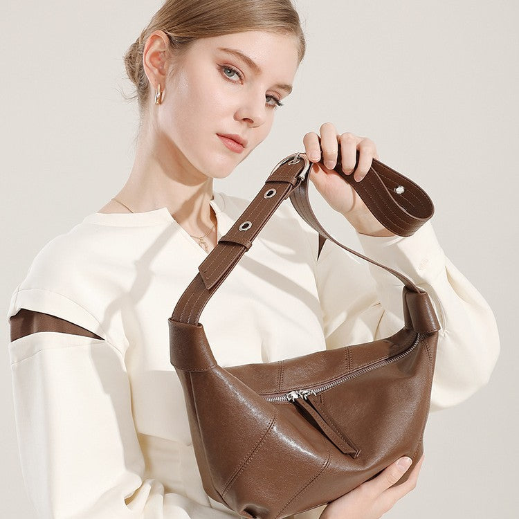 2025 Fashion trend underarm women's bags first layer cowhide texture shoulder messenger bags niche