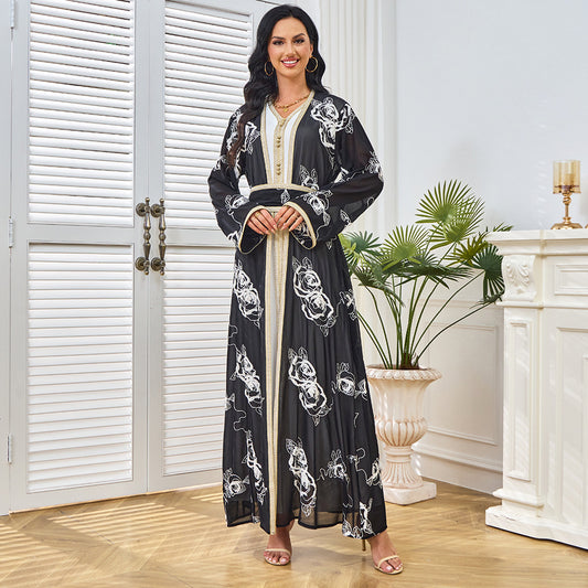 MT211 Middle East Women's Arabian Clothing, New Lace-Up Evening Dress Embroidered Two-piece Suit Robe Dress