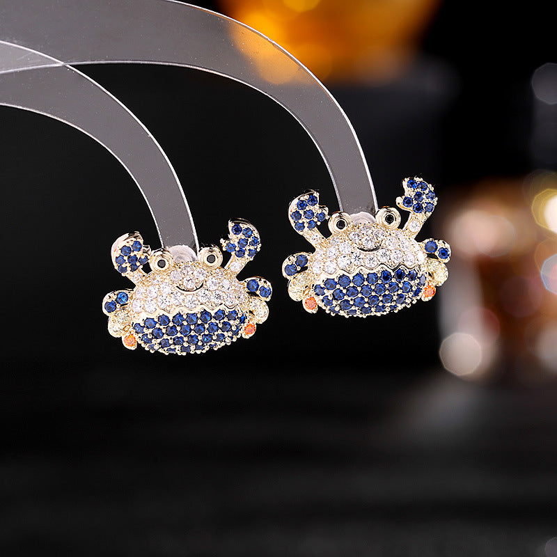 2025 S925 silver needle simple versatile earrings personalized Korean Internet celebrity tide earrings creative design cute little crab stud earrings