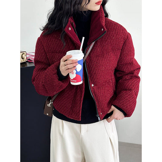 2025 [New Year's atmosphere]  popular winter New Year's robe material retro short thickened down jacket 0382