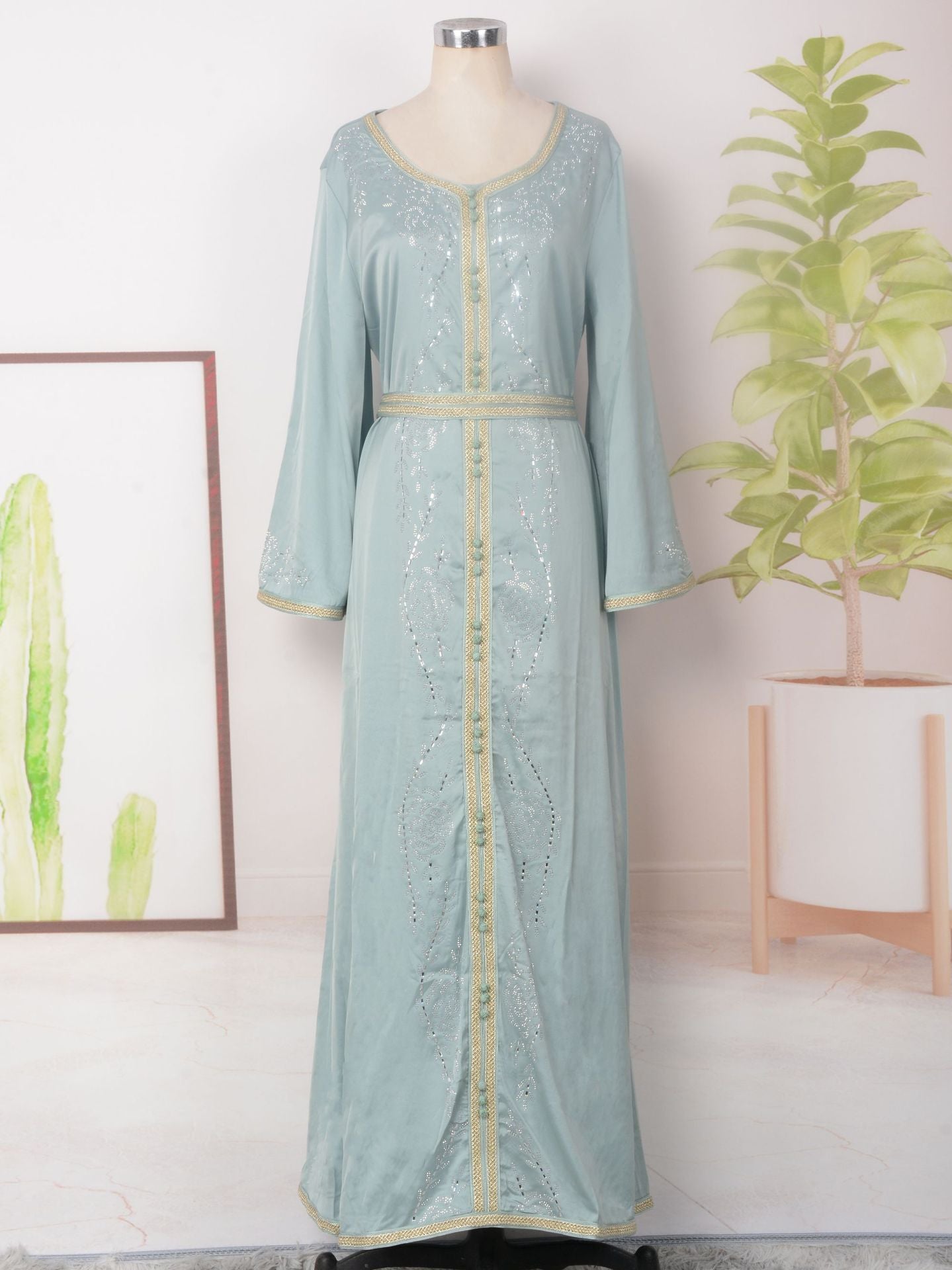 MT167 Middle East Muslim Fashion popular Spring and Summer New Spot Hot Sale Temperament Elegant Hot Diamond Dress