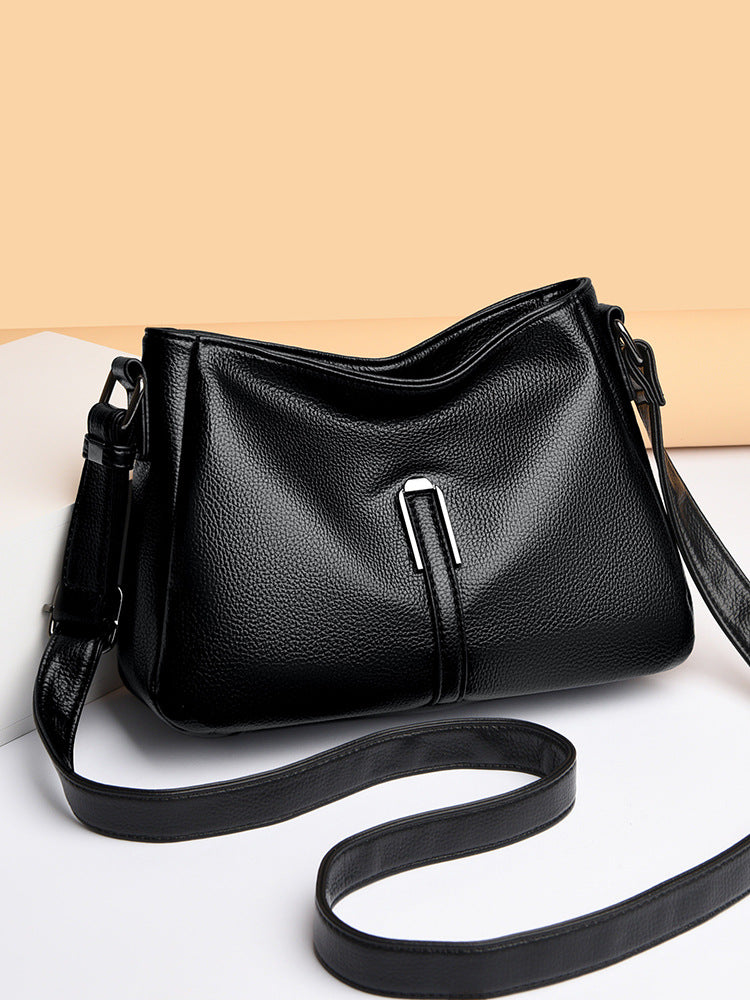 2025 Crossbody bag popular new simple temperament bag neutral soft leather texture shoulder bag large capacity work commuter bag