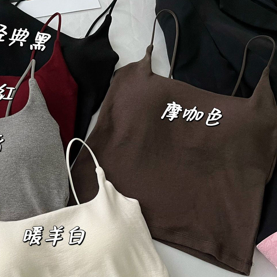 2025 Premium security sling vest can be pulled red polished women's autumn and winter bra with an integrated base and a warm top inside