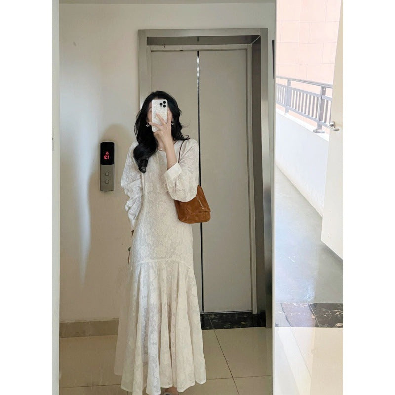 2025 This year, it is popular to wear the new tea series in spring  with a  high-end chiffon long-sleeved dress.