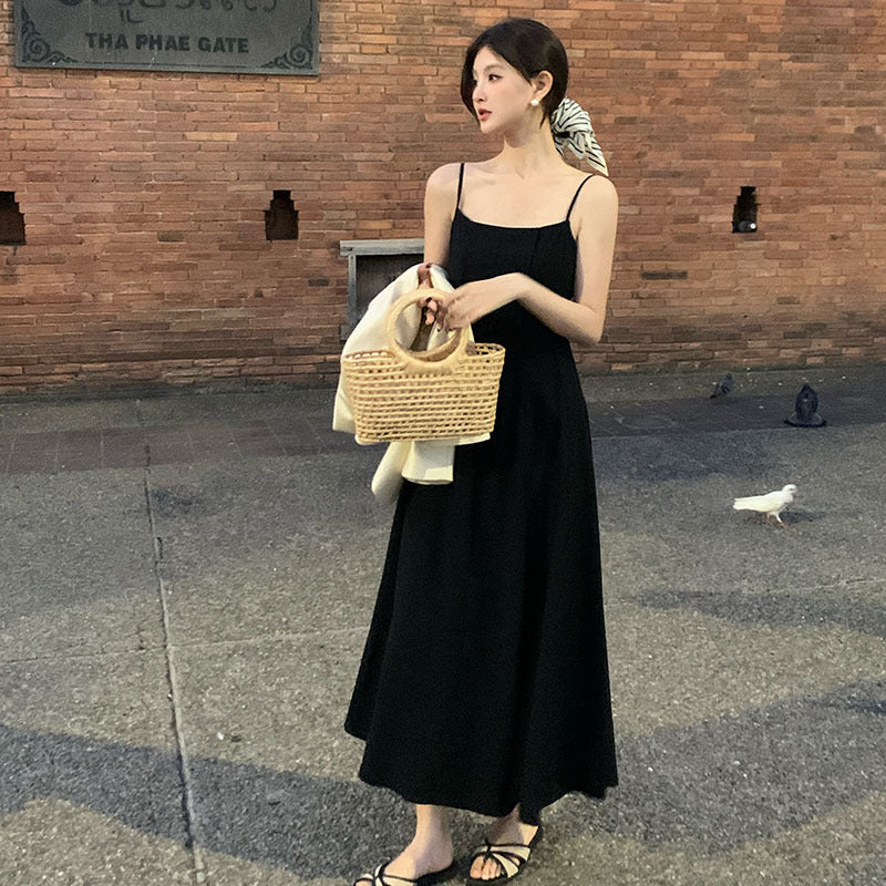 2025 spring and summer new high-waisted temperament elegant suspender dress high-end long dress children 88210