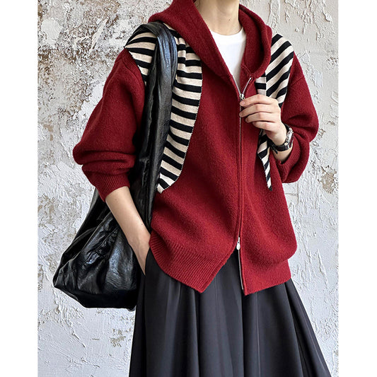 2025 popular autumn new coat temperament lazy style retro casual and thin loose knitted cardigan A22