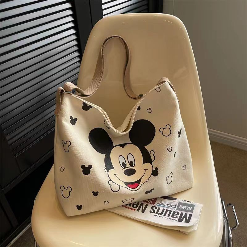 INS Canvas Bag Women's Messenger Bag  Summer New Japanese Style Large Capacity Cartoon Printed Student Shoulder Cloth Bag