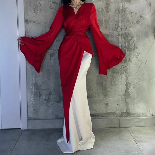 2025 spring New Popular, , Middle East Popular trade women's clothing independent station  elegant satin fake two evening dresses
