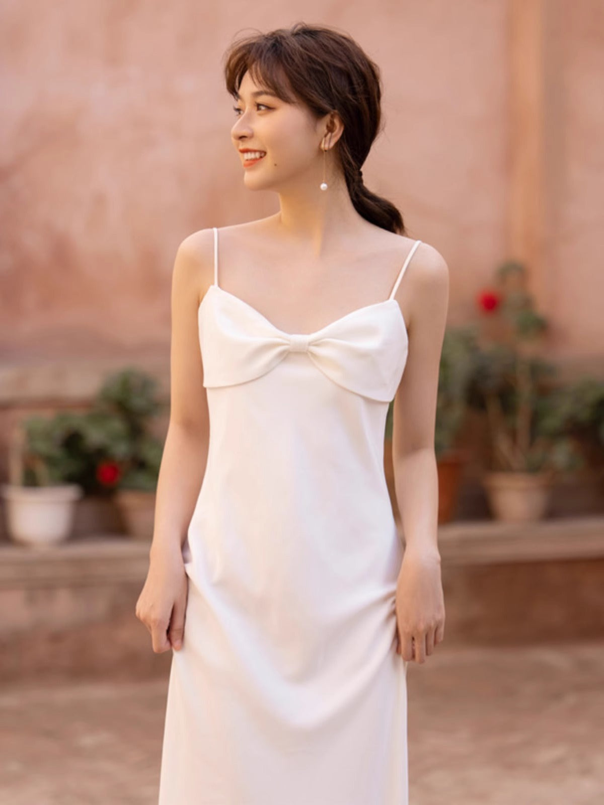 2025 suspender light wedding dress travel photography simple Mori super fairy white thin exterior dress summer