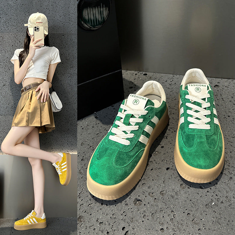 2025  Leather platform German training shoes women's popular spring and summer new Korean version color matching breathable casual fashion popular sports shoes