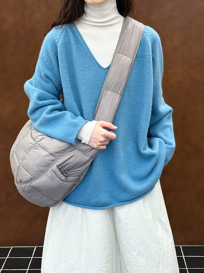 2025 popular autumn and winter new design sense Korean loose knitted sweater base wear versatile sweater A82