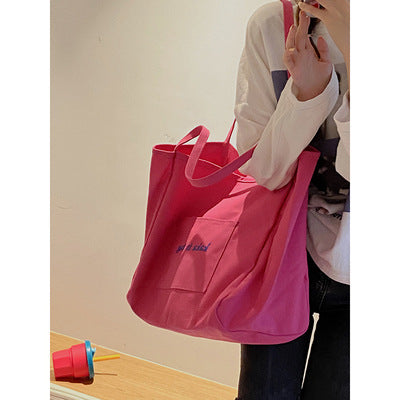Customized Casual Canvas Bag Female  New Fashion Tote Bag Versatile Ins Large Capacity Bag Shopping Bag