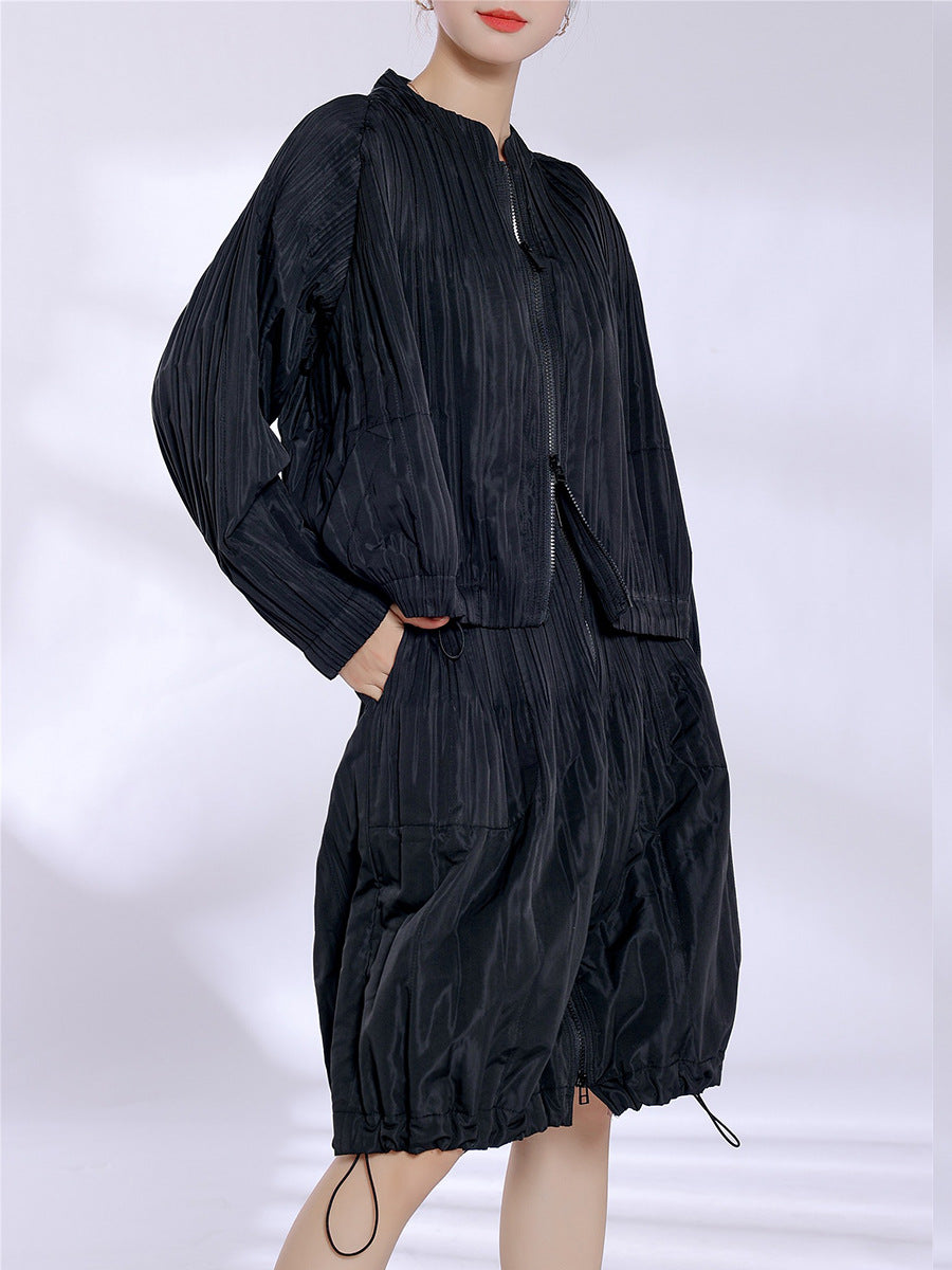 2025 Fashion high-end cotton-padded suit, women's high-end pleated cotton-padded skirt, two-piece set, a complete set for winter wear