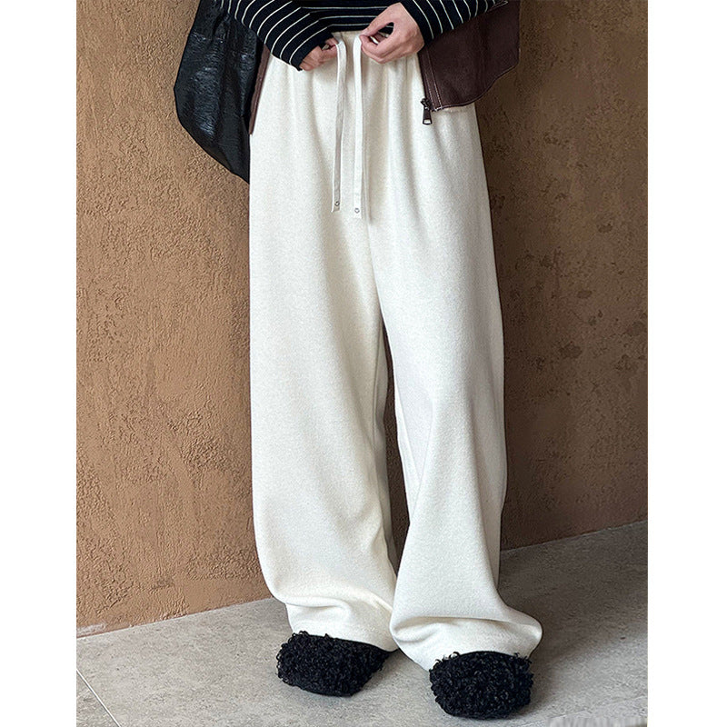 2025 popular autumn and winter new Korean version of casual versatile glutinous rice pants elastic waist sports wide-leg pants 11576