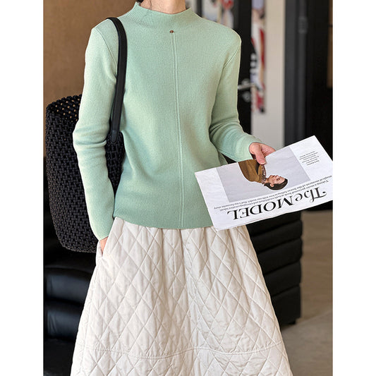 2025 popular autumn and winter new Korean semi-turtleneck slim-fitting inner high-end bottoming sweater knitted sweater 8863-1