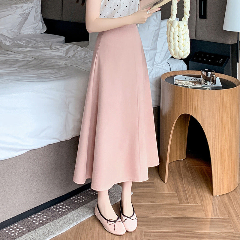 Hot trade medium and long skirt 2025 spring and summer new high-waisted pendulum A-shaped skirt covering the hips and showing thinness suit dress