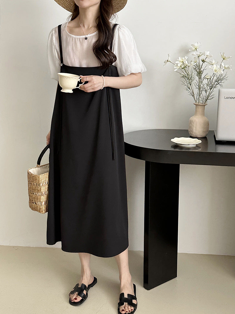 2025 , retro suspender skirt two-piece  minimalist women's popular summer Korean temperament dress 2327