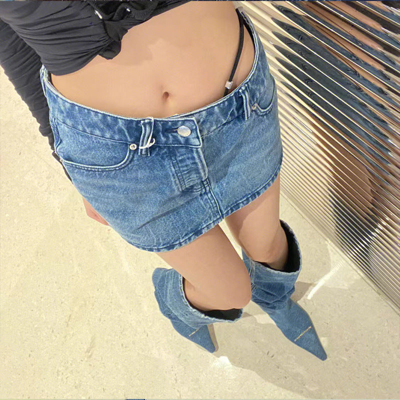 2025  2025 style pointed-toed pleated piled boots popular spring and summer new thin-heeled fashion boots but knee-thin high heels