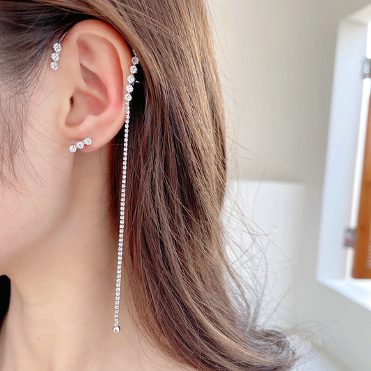 2025 Personalized niche 2022 new earrings trendy creative design earrings without earholes wear long fringed ear hangers