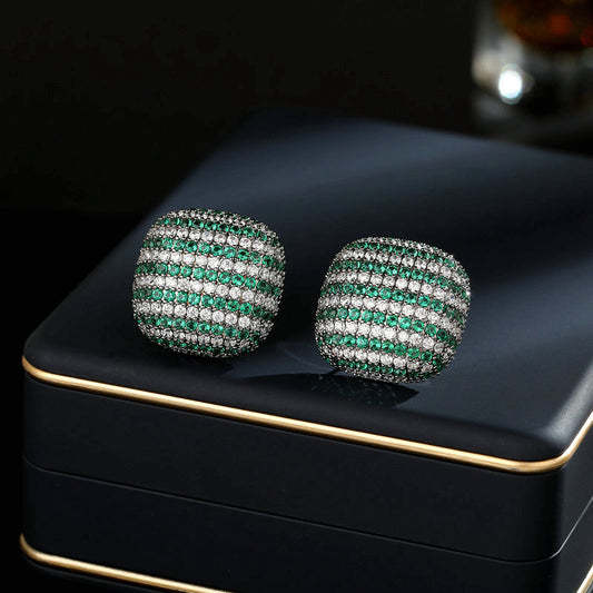 2025 S925 silver needle  retro elegant temperament earrings light luxury high sense two-color zircon inlaid  style stud earrings