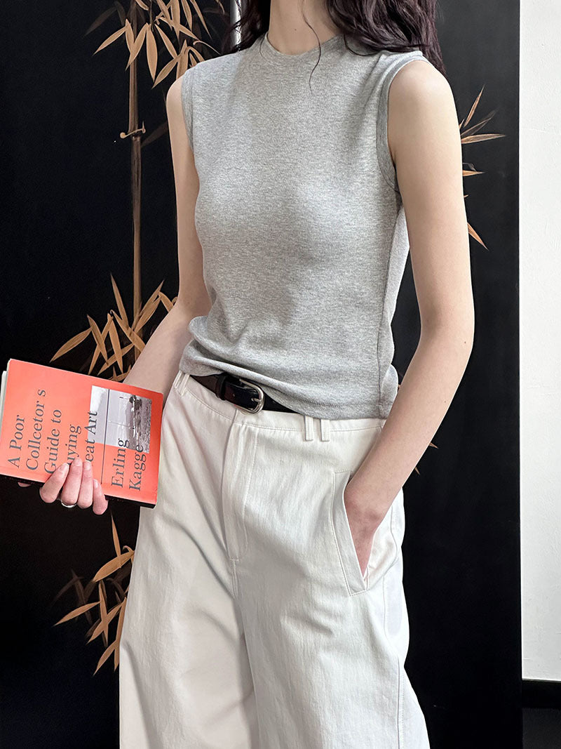 2025 Orange Zhi crew neck sling vest women's popular spring new outer wear inside  simple sleeveless bottoming shirt 2922