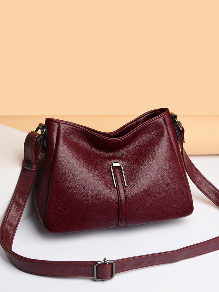 2025 Crossbody bag popular new simple temperament bag neutral soft leather texture shoulder bag large capacity work commuter bag