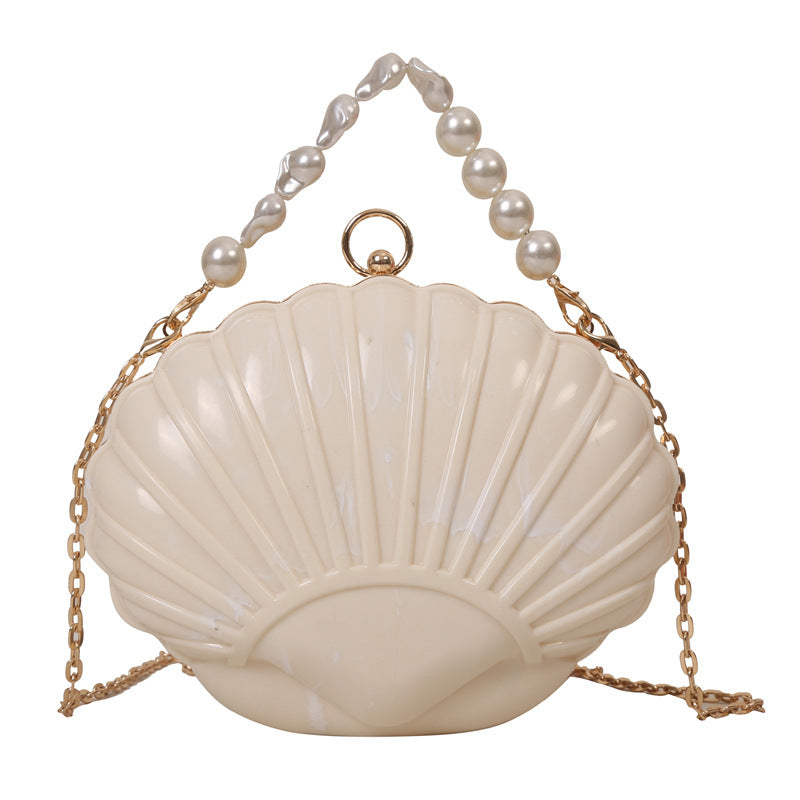 BENPAOLV 2025 new acrylic bag creative personality pearl portable shell bag Popular style dinner bag Unicom messenger bag