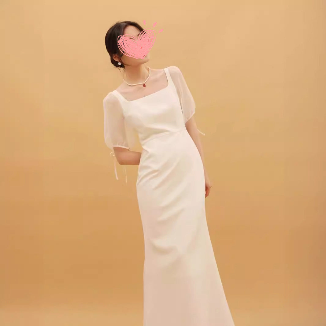 2025 License registration dress  new high-end  bride engagement white dress women can usually wear