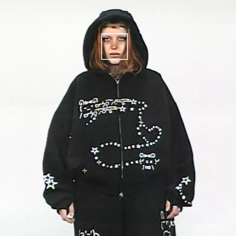 BENPAOLV Cross-border new American cute lop-eared rabbit ears loose casual sweet cool hooded long-sleeved jacket top