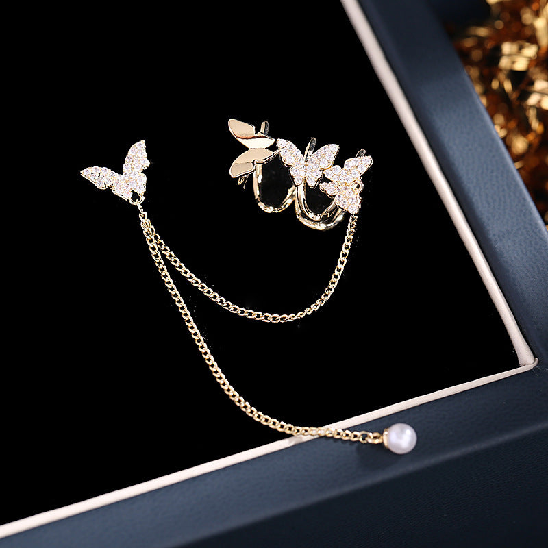 2025 2022 Dongdaemun new earrings niche creative personalized design butterfly stud earrings earclip integrated earrings