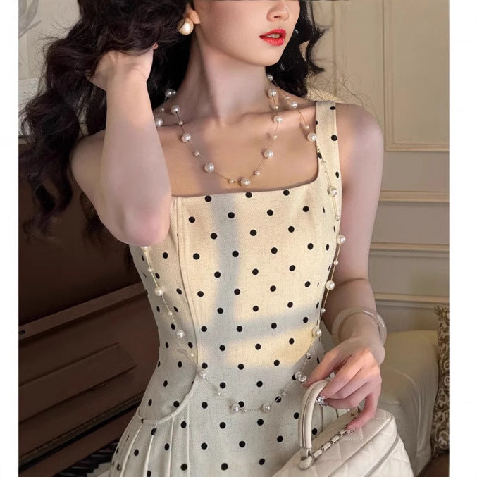 2025 summer new tea party early spring  retro polka dot summer seaside vacation fairy dress