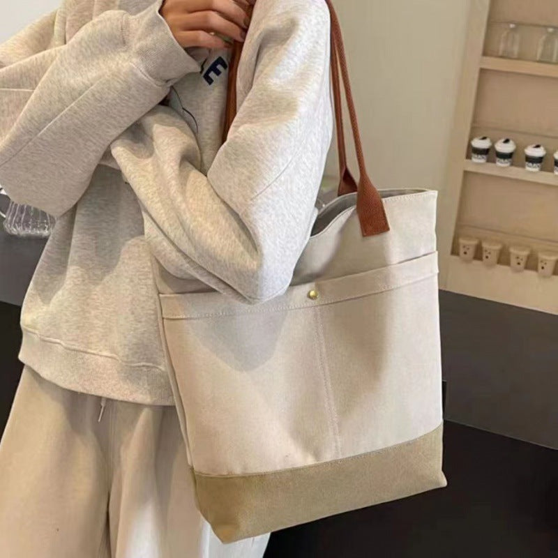 Large Capacity Canvas Tote Canvas Bag for Work and Going out Good-looking Commuter's All-Matching Art Student Clothes One Shoulder Bag