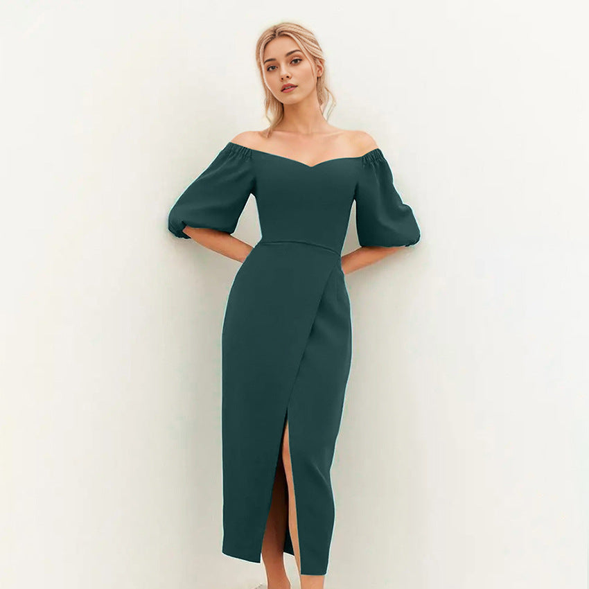 2025 Sexy deep V split bubble sleeve dress popularwildberries spring and summer hot sale new fashion new women