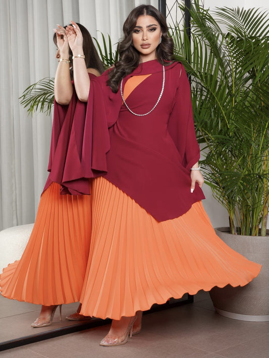 2025 spring and summer New Popular trade women's clothing independent station ebay sexy pleated shawl pendulum ball dress two-piece set