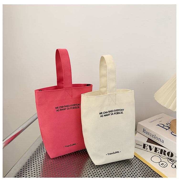Cross-Border Supply/INS Style Kettle Bag Solid Color Handbag Mini Portable Canvas Bag Female Mummy Bag