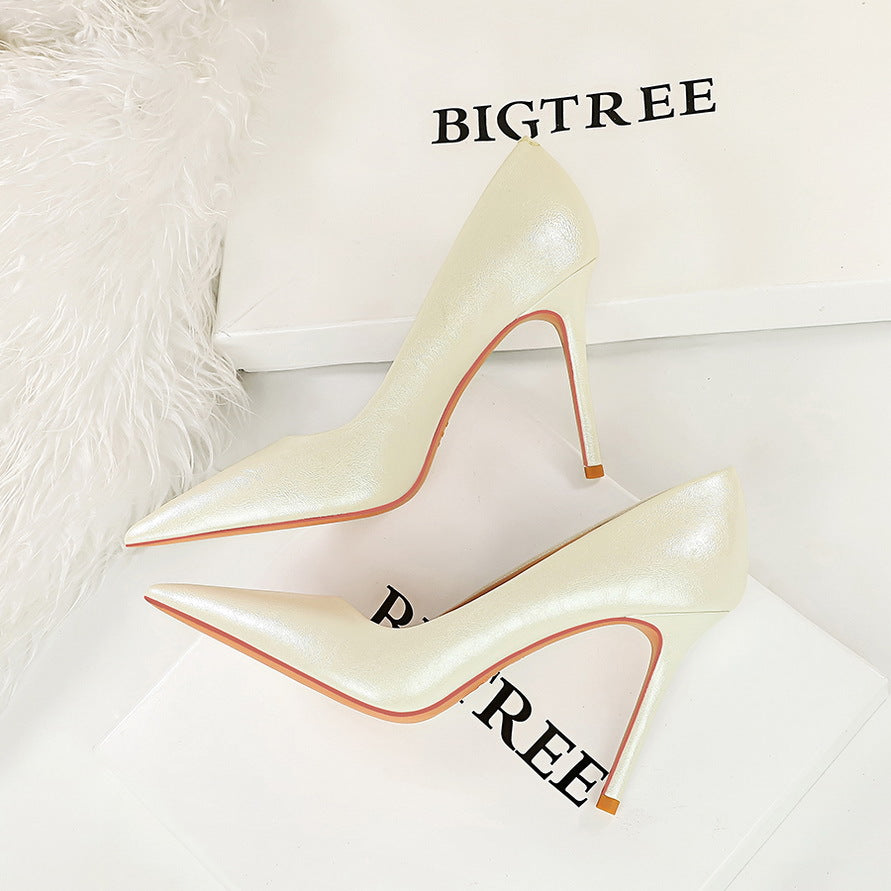 2025 3391-9 retro  style elegant banquet high heels women's shoes thin heel super high heel shallow mouth pointed high heel single shoes